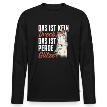 Pferd Reiterin Das ist kein Dreck - Männer Premium Bio Langarmshirt - Schwarz - Vorne - Nico (187cm)