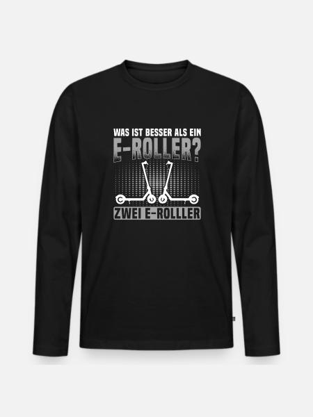 E-Roller Elektroroller - Männer Premium Bio Langarmshirt - Schwarz