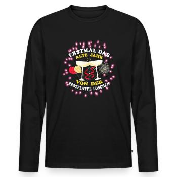 Silvester 2023 Neujahr Das alte Jahr löschen - Männer Premium Bio Langarmshirt - Schwarz - Vorne - Nico (187cm)