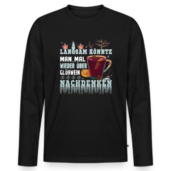Glühwein Man könnte über Glühwein nachdenken - Männer Premium Bio Langarmshirt - Schwarz - Vorne - Nico (187cm)