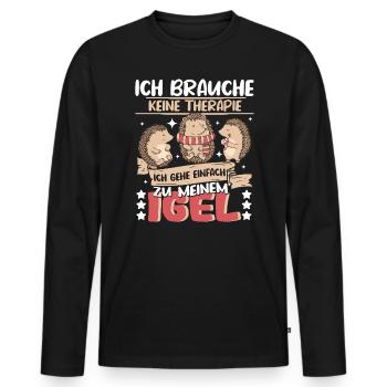 Igel Waldtier Ich brauche keine Therapie - Männer Premium Bio Langarmshirt - Schwarz - Vorne - Nico (187cm)
