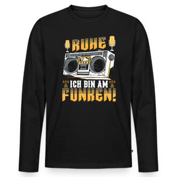 Amateurfunk Hobbyfunker Ruhe ich bin am Funken - Männer Premium Bio Langarmshirt - Schwarz - Vorne - Nico (187cm)