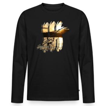 Carp Brush Stroke Karpfenangeln Natur - Männer Premium Bio Langarmshirt - Schwarz - Vorne - Nico (187cm)