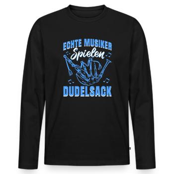 Dudelsackspieler Echte Musiker spielen Dudelsack - Männer Premium Bio Langarmshirt - Schwarz - Vorne - Nico (187cm)