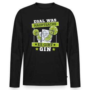 Gin Cocktail Egal was hauptsache es gibt Gin - Männer Premium Bio Langarmshirt - Schwarz - Vorne - Nico (187cm)