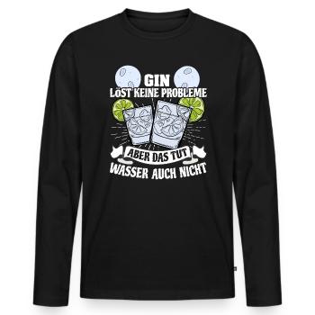 Gin löst keine Probleme - Männer Premium Bio Langarmshirt - Schwarz - Vorne - Nico (187cm)