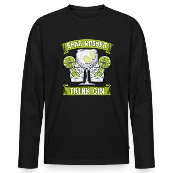 Gin Cocktail Spar Wasser trink Gin - Männer Premium Bio Langarmshirt - Schwarz - Vorne - Nico (187cm)