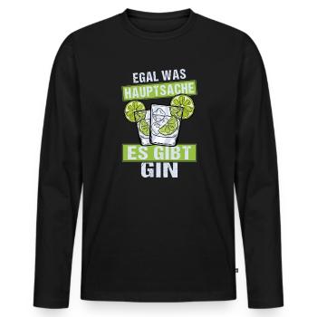 Gin Cocktail Egal was hauptsache es gibt Gin - Männer Premium Bio Langarmshirt - Schwarz - Vorne - Nico (187cm)