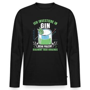 Gin Ich investiere in Gin gibt die meisten Prozent - Männer Premium Bio Langarmshirt - Schwarz - Vorne - Nico (187cm)