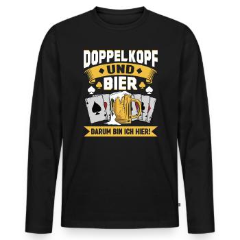 Doppelkopfspieler Doppelkopf und Bier - Männer Premium Bio Langarmshirt - Schwarz - Vorne - Nico (187cm)