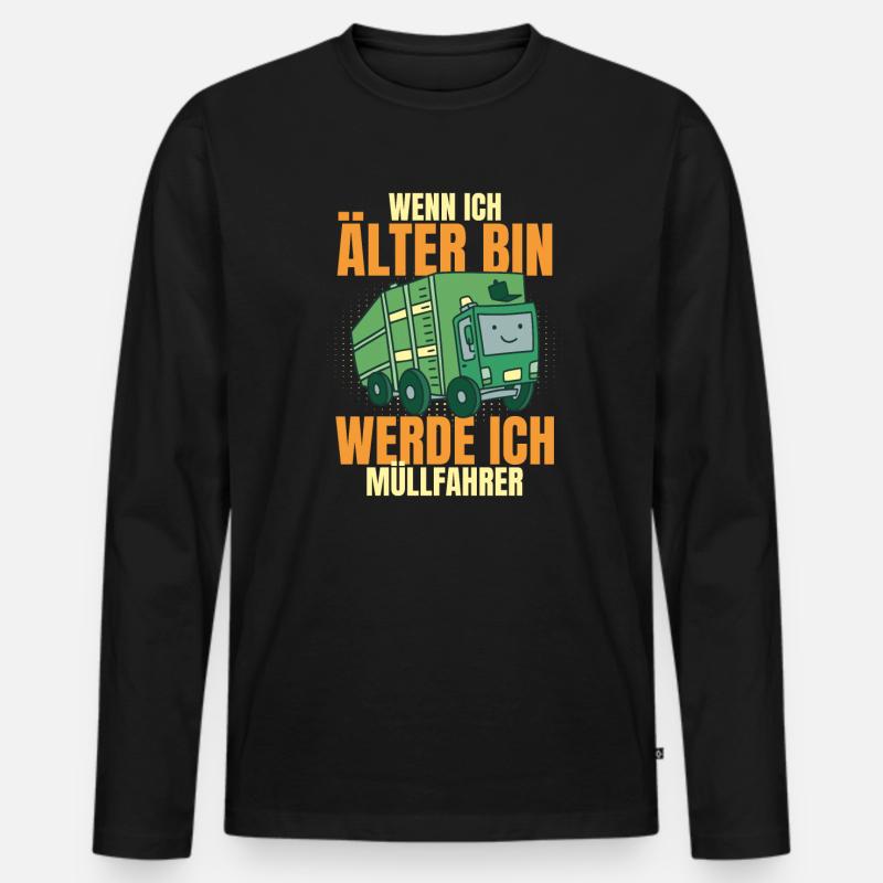 Nachwuchs Müllmann Müllabfuhr - Männer Premium Bio Langarmshirt - Schwarz