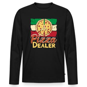 Pizza Dealer - Männer Premium Bio Langarmshirt - Schwarz - Vorne - Nico (187cm)