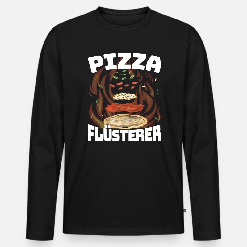 Pizza Flüsterer - Männer Premium Bio Langarmshirt - Schwarz
