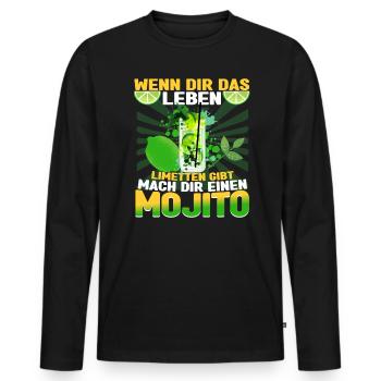 Mojito Cocktail Wenn dir das Leben Limetten gibt - Männer Premium Bio Langarmshirt - Schwarz - Vorne - Nico (187cm)