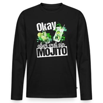 Mojito Longdrink Cocktail - Männer Premium Bio Langarmshirt - Schwarz - Vorne - Nico (187cm)