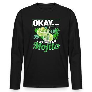 Mojto Longdrink Cocktail - Männer Premium Bio Langarmshirt - Schwarz - Vorne - Nico (187cm)