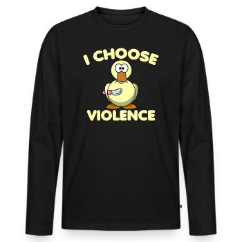Je choisis Violence Duck Nunchucks - T-shirt manches longues Premium bio Homme - noir - Devant - Nico (187cm)