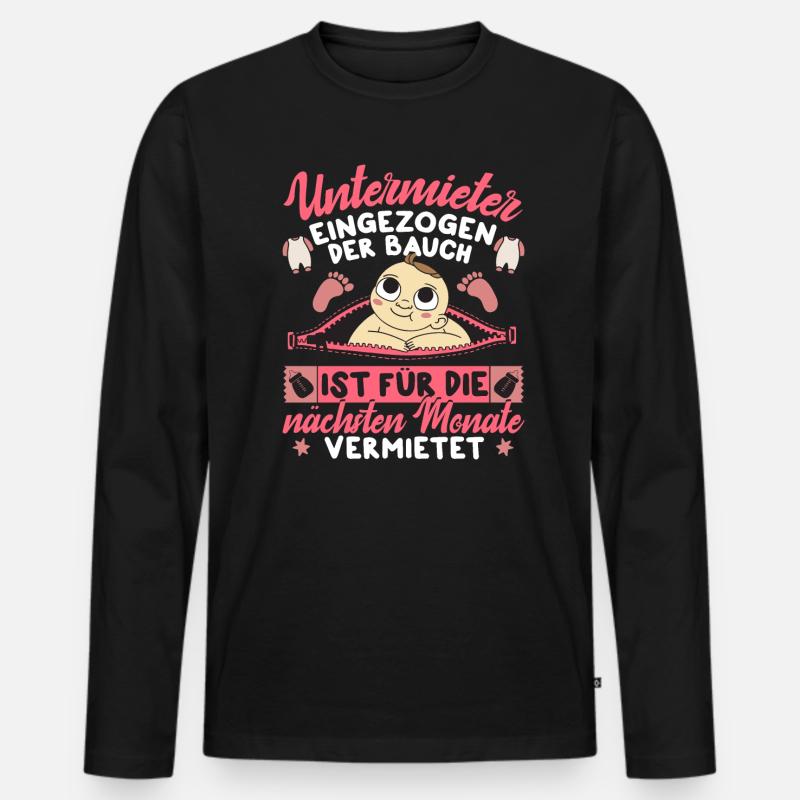 Schwanger Babybauch Untermieter eingezogen - Männer Premium Bio Langarmshirt - Schwarz
