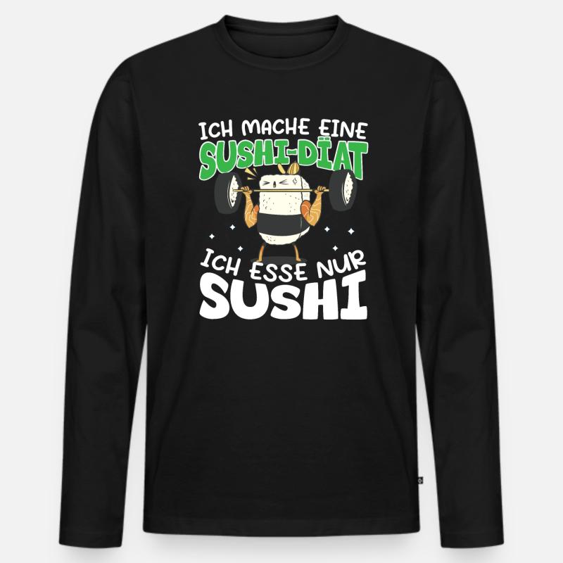 Sushi Diät - Männer Premium Bio Langarmshirt - Schwarz