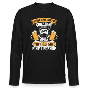 Apres Ski Party Hüttengaudi Beim Skifahren ganz ok - Männer Premium Bio Langarmshirt - Schwarz - Vorne - Nico (187cm)