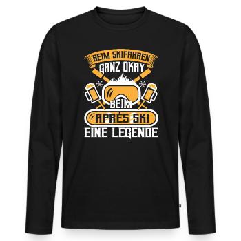 Apres Ski Party Hüttengaudi Beim Skifahren ganz ok - Männer Premium Bio Langarmshirt - Schwarz - Vorne - Nico (187cm)