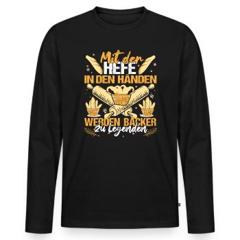 Bäcker Konditor Mit Hefe in den Händen - Männer Premium Bio Langarmshirt - Schwarz - Vorne - Nico (187cm)
