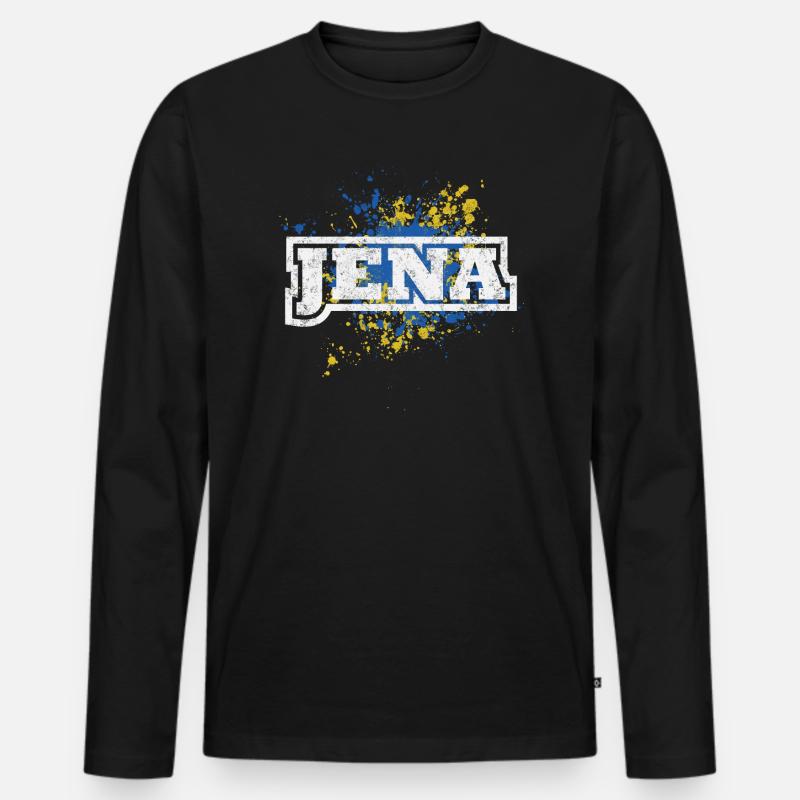 Jena - Männer Premium Bio Langarmshirt - Schwarz