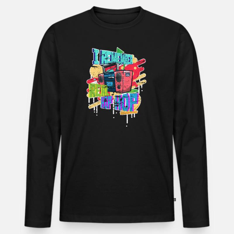 90er Hip Hop - Männer Premium Bio Langarmshirt - Schwarz