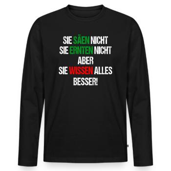 Bauern Demo Landwirt Sprüche Protest Demonstration - Männer Premium Bio Langarmshirt - Schwarz - Vorne - Nico (187cm)