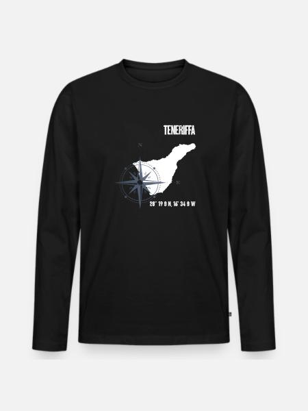 Tenerife Atlantic Island Koordinater Kort Ferie - Premium økologisk langærmet T-shirt til mænd - sort