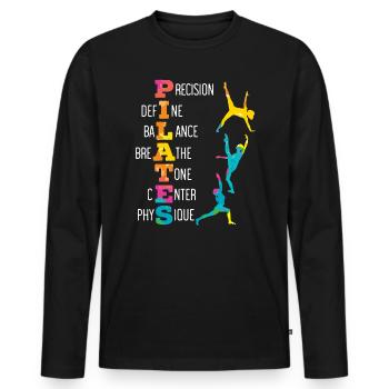 Pilates Fitness Exercise Training Meditation - Men's Premium Organic Long Sleeve Shirt - black - Front - Nico (187cm)