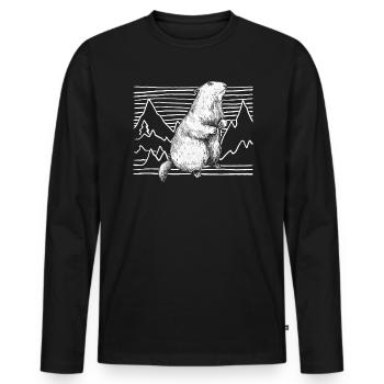 Marmotte Woodchuck Rongeur Animal Whistler Blaireau - T-shirt manches longues Premium bio Homme - noir - Devant - Nico (187cm)