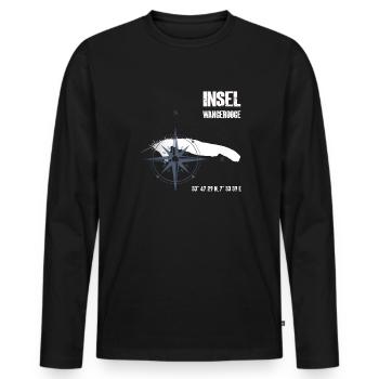 Wangerooge Nordsee Insel Koordinaten Karte Urlaub - Männer Premium Bio Langarmshirt - Schwarz - Vorne - Nico (187cm)