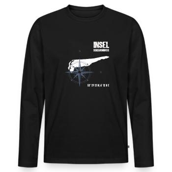 Schiermonnikoog Nordsee Insel Koordinaten Karte - Männer Premium Bio Langarmshirt - Schwarz - Vorne - Nico (187cm)