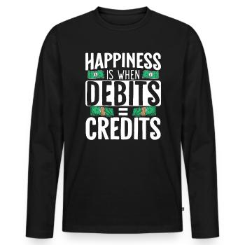 Happiness Is When Debits Is Equal To Credits - Men's Premium Organic Long Sleeve Shirt - black - Front - Nico (187cm)