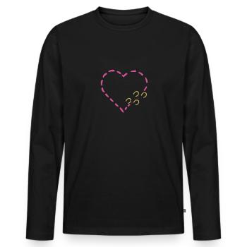 Un cœur rose avec des fers à cheval jaunes pour chevaux - T-shirt manches longues Premium bio Homme - noir - Devant - Nico (187cm)