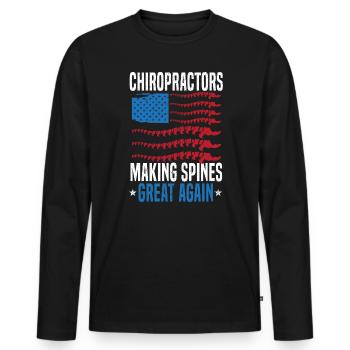 Chiropractors Making Spines Great Again USA Flag - Men's Premium Organic Long Sleeve Shirt - black - Front - Nico (187cm)