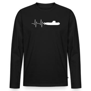 Submarine Heartbeat Nautical Submariner Unterwasser - Männer Premium Bio Langarmshirt - Schwarz - Vorne - Nico (187cm)