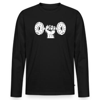 Donut Weights Bodybuilder Fitness Workout Doughnut - T-shirt manches longues Premium bio Homme - noir - Devant - Nico (187cm)