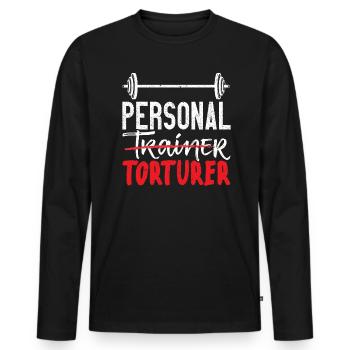 Personal Torturer Bodybuilder Fitness Workout - Men's Premium Organic Long Sleeve Shirt - black - Front - Nico (187cm)