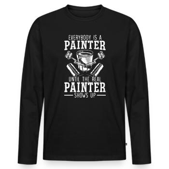 Kunstliebhaber Künstler Maler Farbpalette Pinsel - Männer Premium Bio Langarmshirt - Schwarz - Vorne - Nico (187cm)
