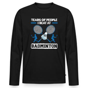 Larmes des gens que j’ai battus en badminton entraîneur de joueurs - T-shirt manches longues Premium bio Homme - noir - Devant - Nico (187cm)