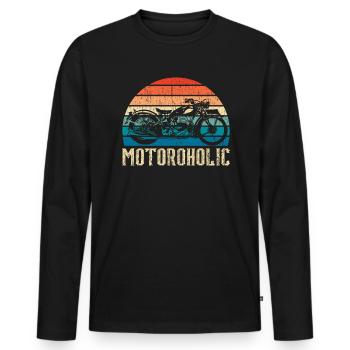 Motoroholic Motorcycle Motorbike Automobile - Men's Premium Organic Long Sleeve Shirt - black - Front - Nico (187cm)