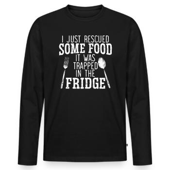 I Just Rescued Some Food Trapped In The Fridge - Men's Premium Organic Long Sleeve Shirt - black - Front - Nico (187cm)