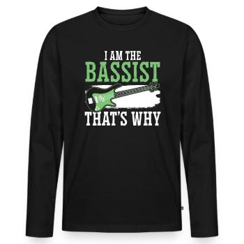 Ich bin der Bassist Deshalb Bassgitarrist - Männer Premium Bio Langarmshirt - Schwarz - Vorne - Nico (187cm)