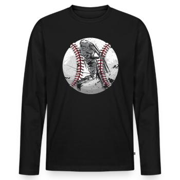 Joueur de baseball Entraîneur de batte et receveur de lanceur de balle - T-shirt manches longues Premium bio Homme - noir - Devant - Nico (187cm)