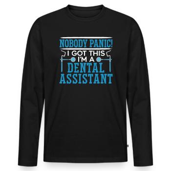 I'm A Dental Assistant Dentistry Oral Care Teeth - Men's Premium Organic Long Sleeve Shirt - black - Front - Nico (187cm)
