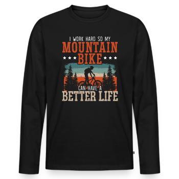 Vélo de montagne Cycliste Vélo VÉLO VTT - T-shirt manches longues Premium bio Homme - noir - Devant - Nico (187cm)