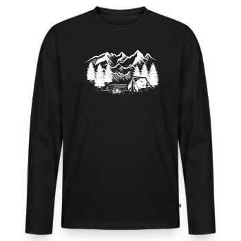 Camping Camper Camp Outdoor Nature - Men's Premium Organic Long Sleeve Shirt - black - Front - Nico (187cm)