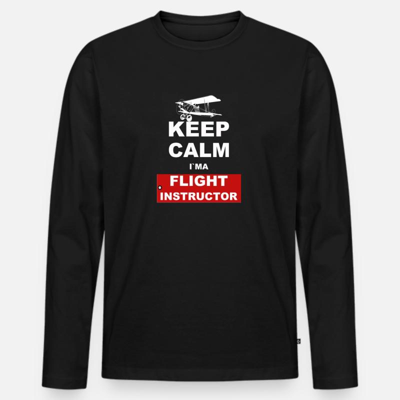 Piloten Fluglehrer Luftfahrt Flugzeug - Männer Premium Bio Langarmshirt - Schwarz